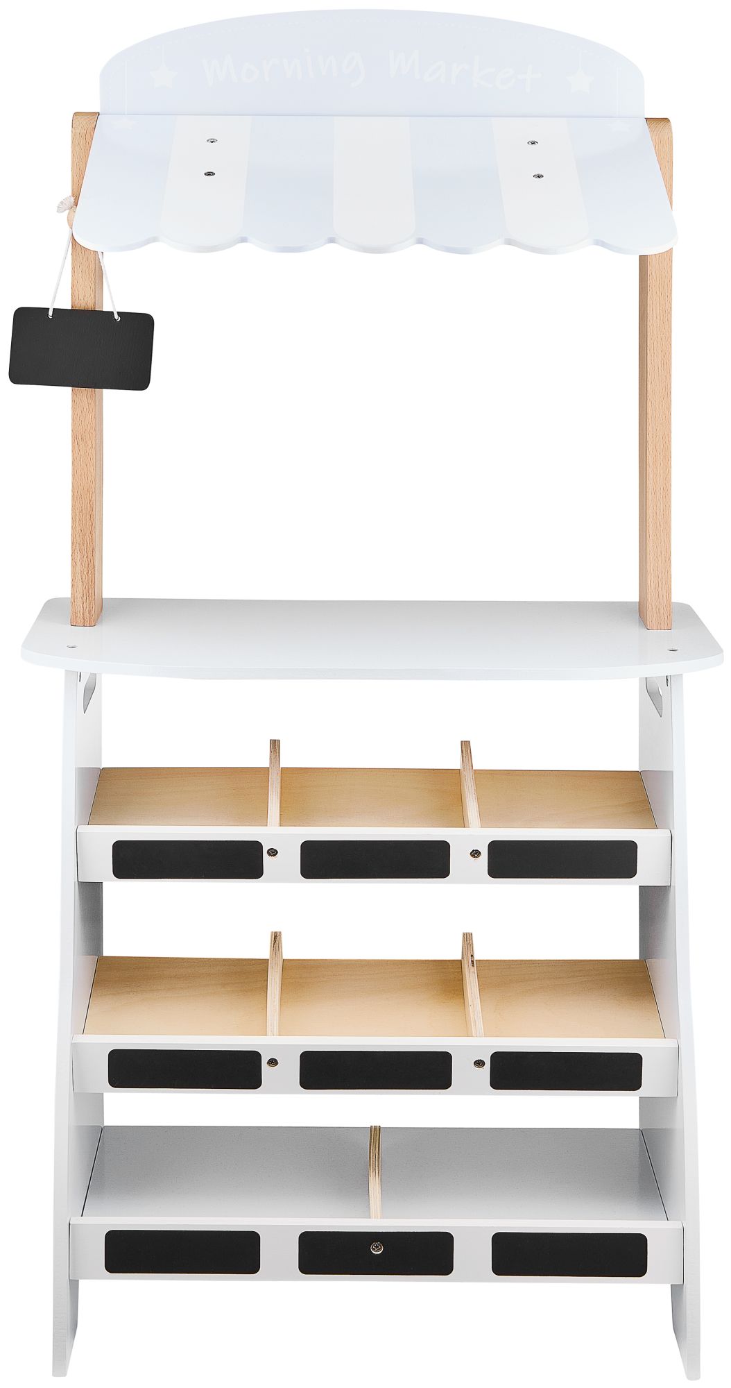 Магазин за зеленчуци - дървен щанд с щайги, касов апарат и терминал