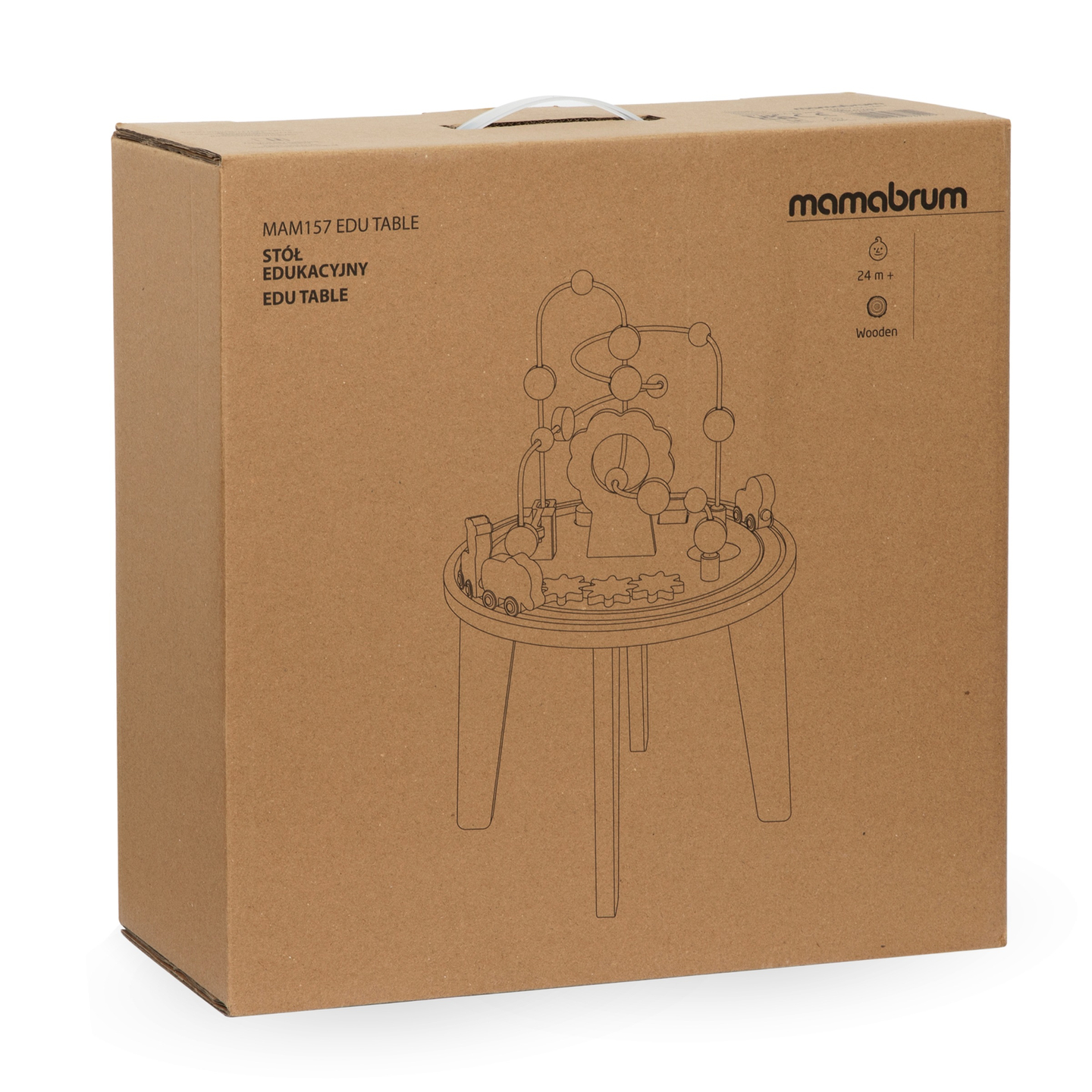 Дървена кръгла образователна маса с магнитно влакче и пускач за мъниста