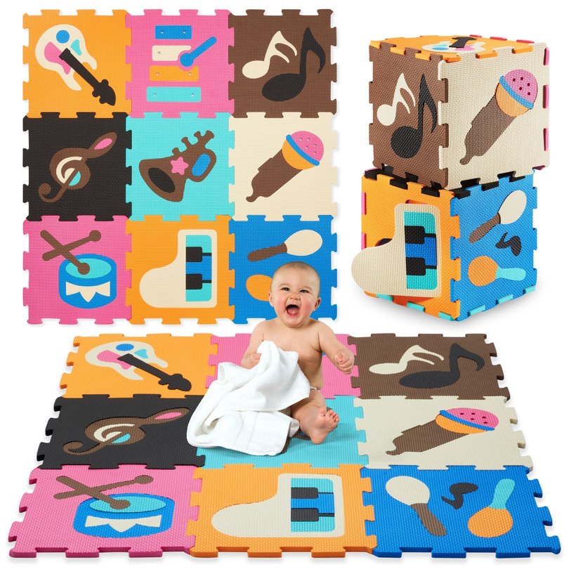 Образователна подложка за пъзел от пяна 90 x 90 x 1cm - EVA пяна - дизайн: инструменти