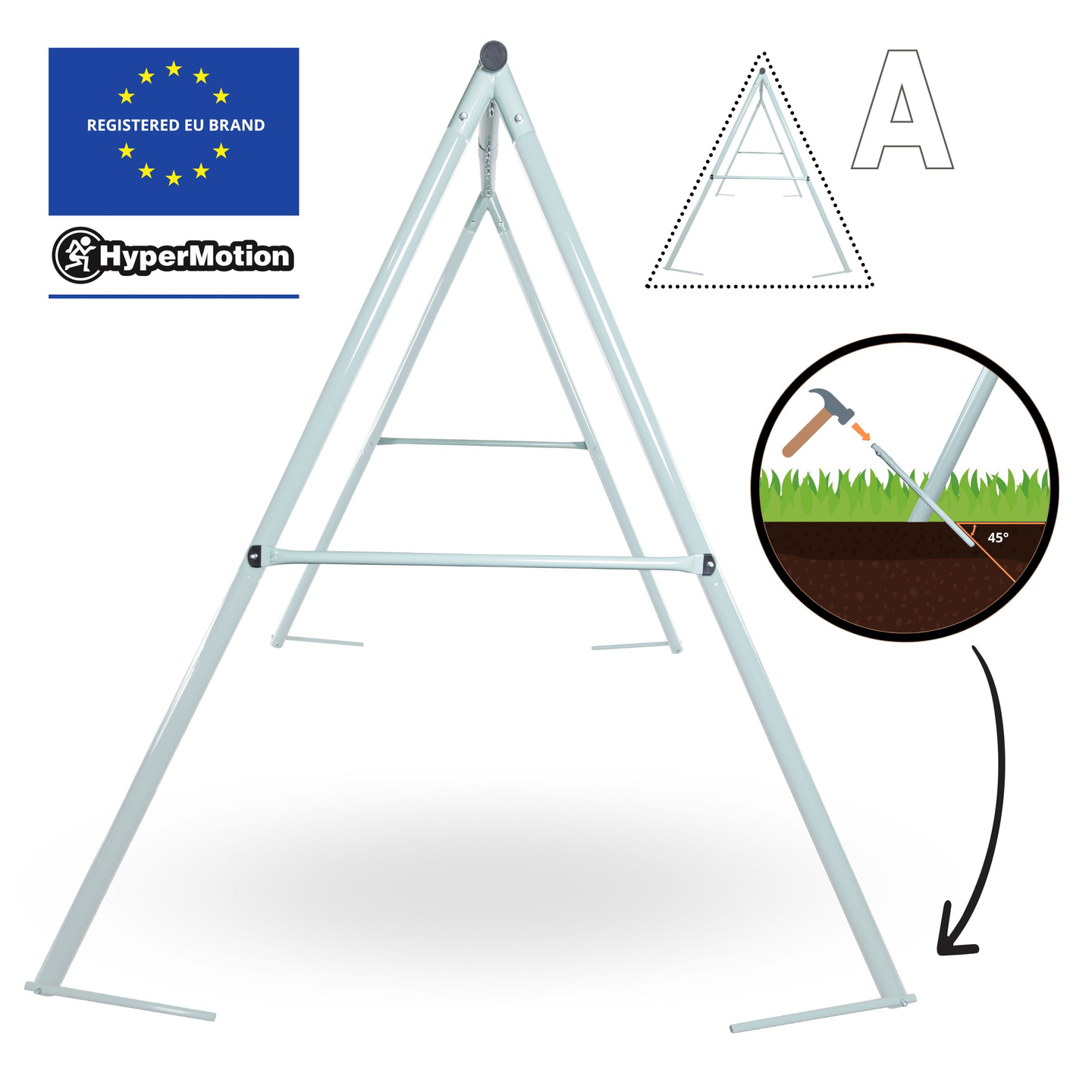 Двойна градинска люлка с рамка и въжета - седалка и щъркелово гнездо