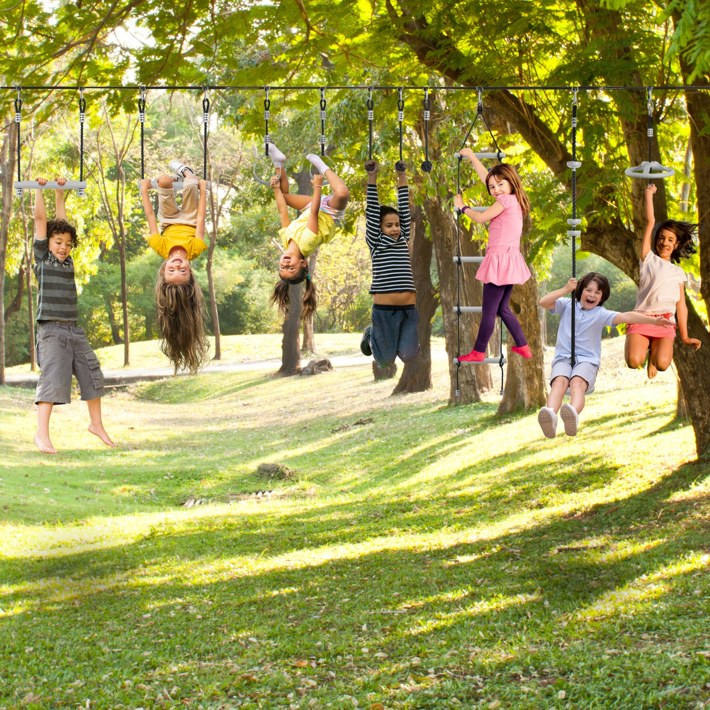 Пътека с нинджа препятствия за деца - комплект HyperMotion slackline - 10 препятствия