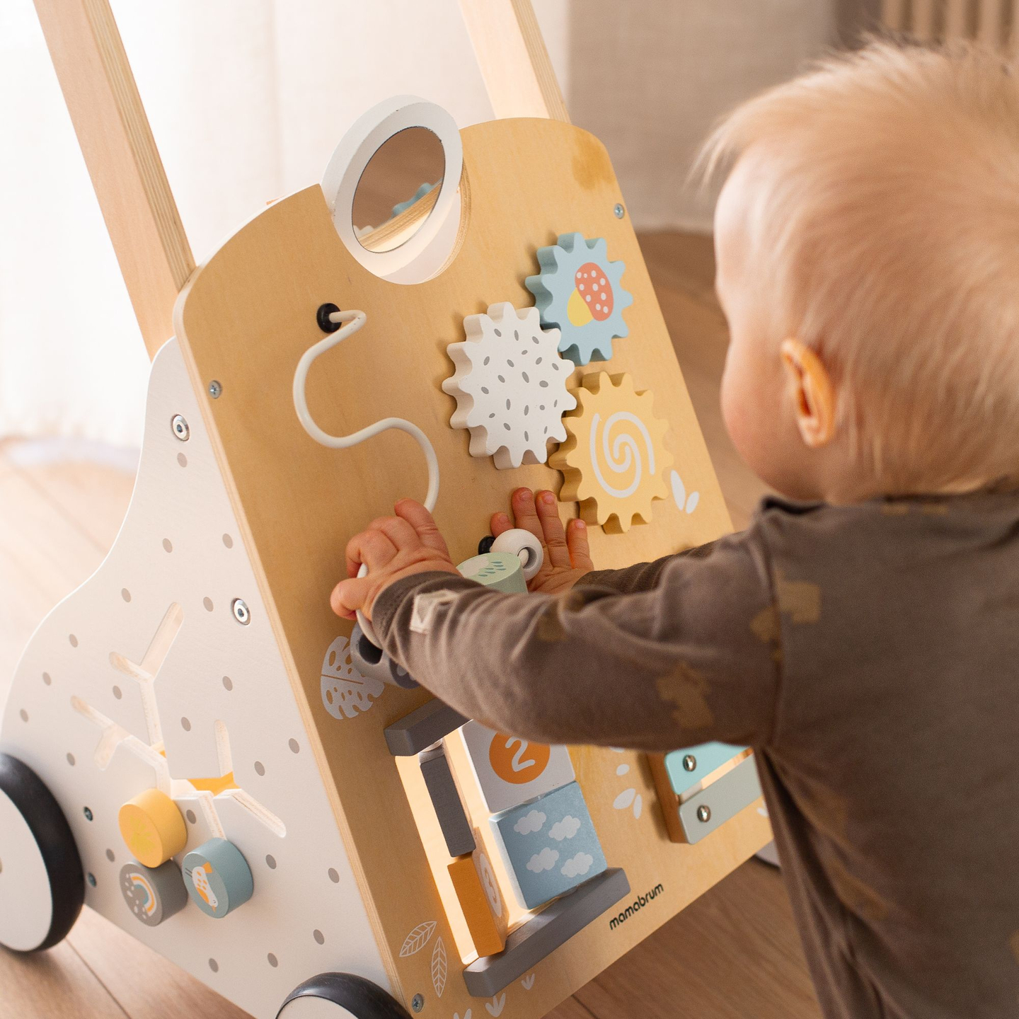 Образователна дървена проходилка 8в1 / бебешки тласкач - манипулационна дъска