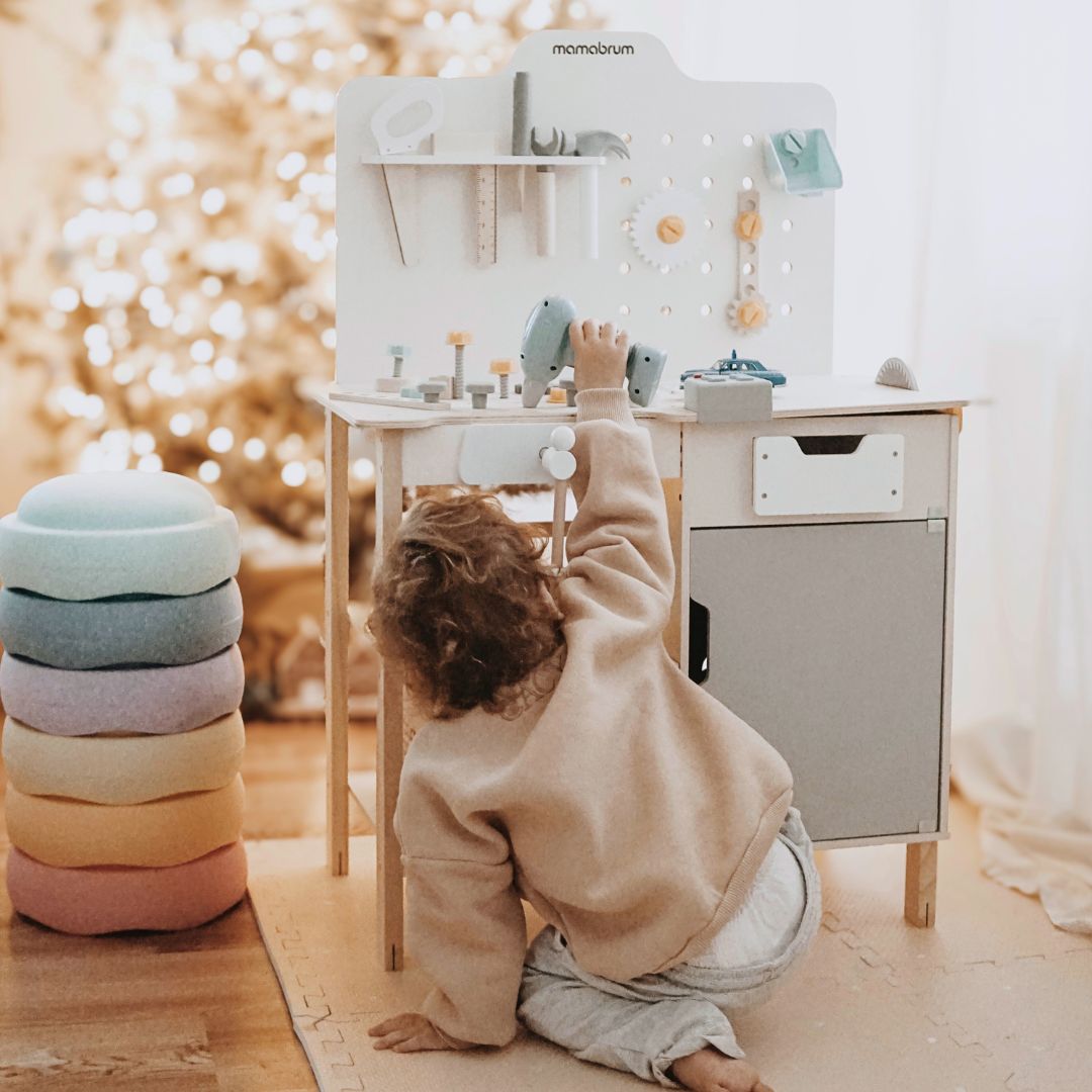 XXL Голяма дървена работилница с инструменти - комплект "Направи си сам", 74 елемента