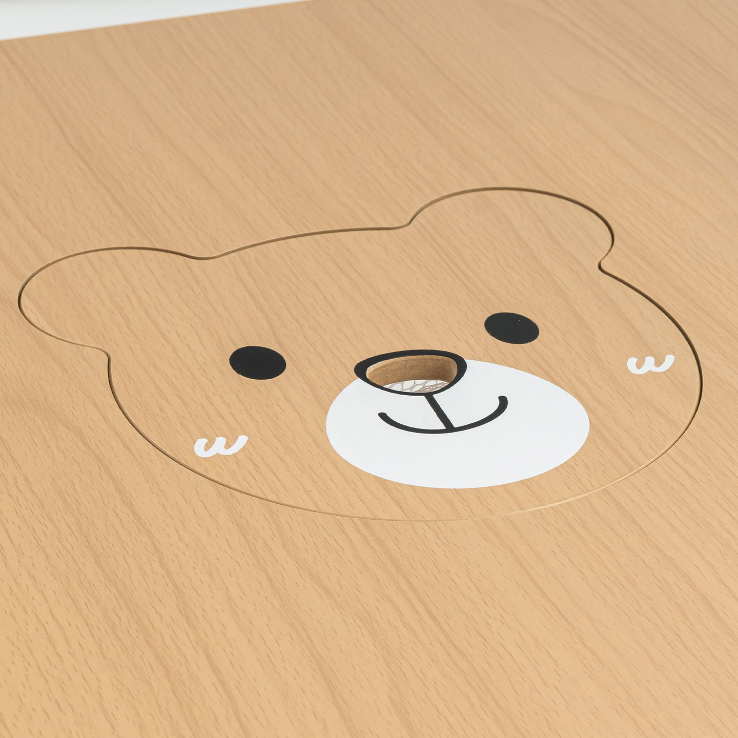 Дървена маса с място за съхранение и 2 стола Детски комплект - Сладко плюшено мече