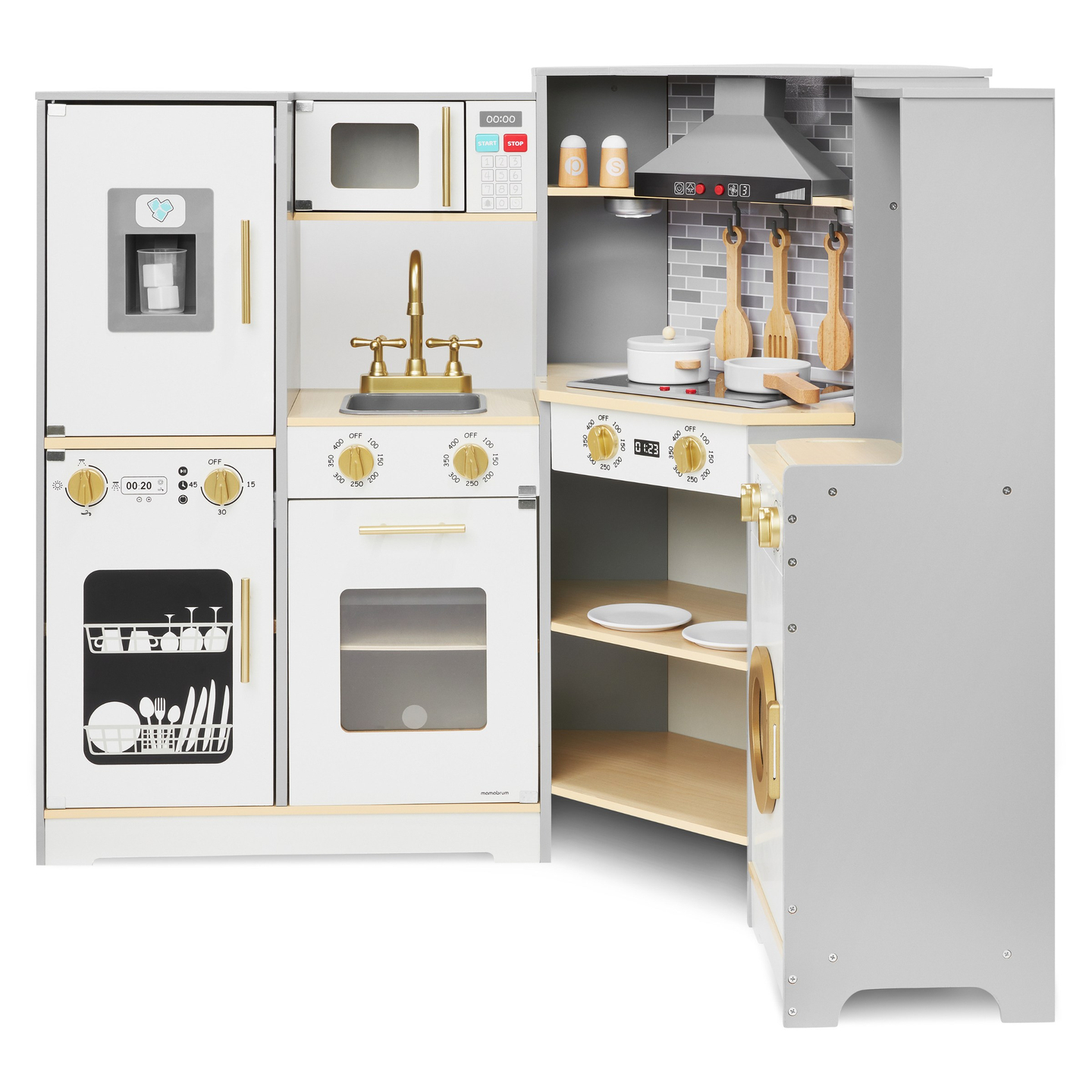 XXXL дървена интерактивна кухня с LED осветление, аспиратор и аксесоари