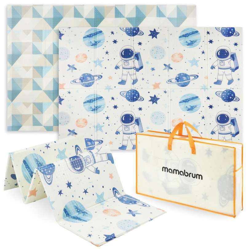 Двустранна сгъваема подложка от пяна 180 x 120 x 1cm - Космос/геометрични триъгълници