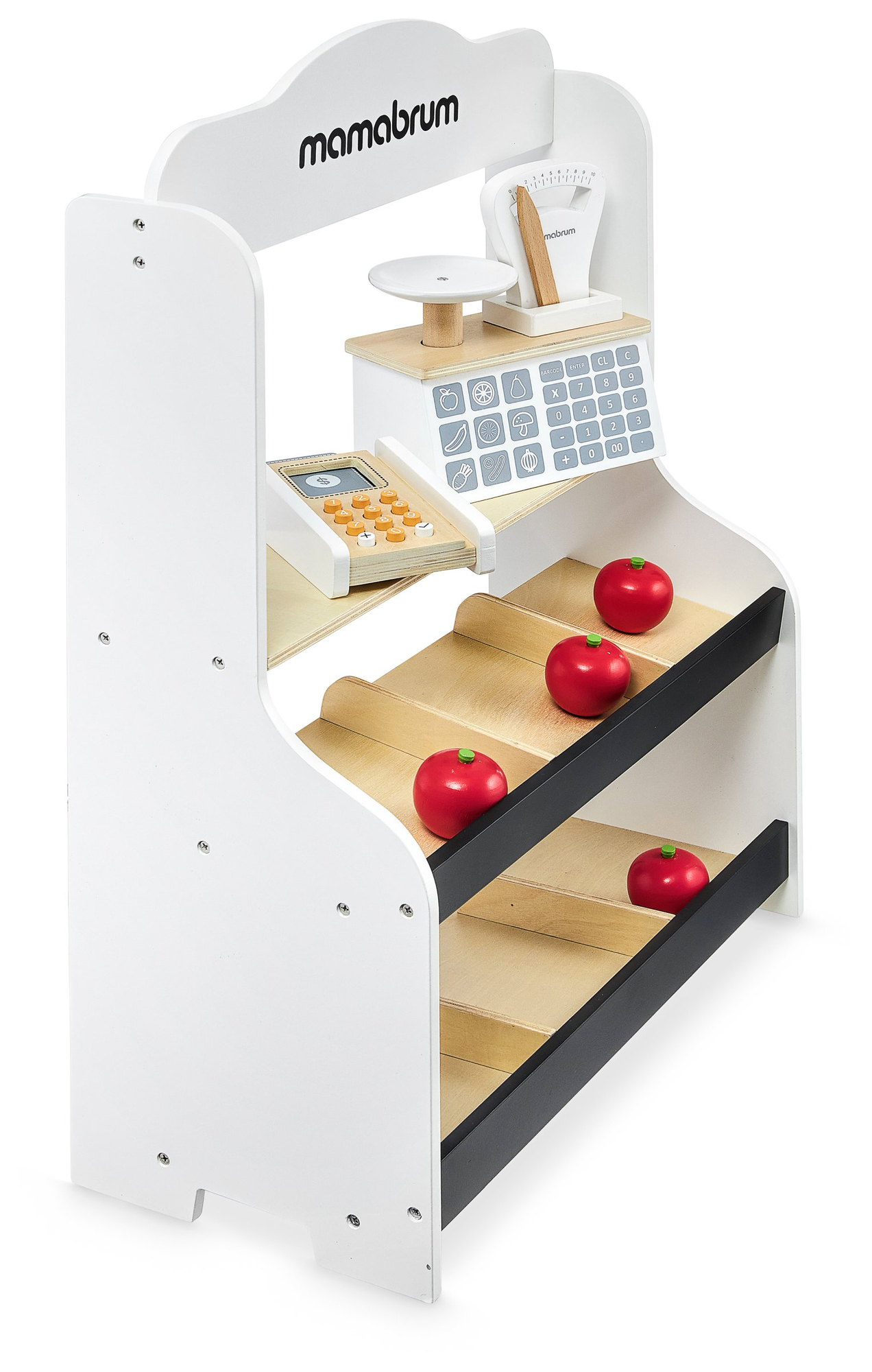 Мини маркет - магазин с кантар, терминал, разплащателна карта и плодове