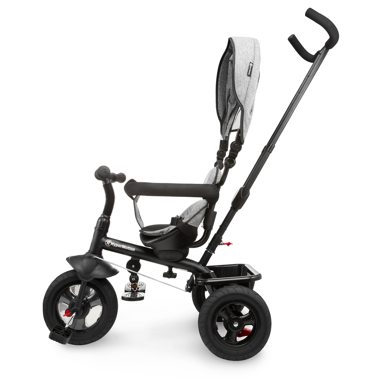 Триколка за деца от 1 до 4 години - TOBI FREY - сив цвят - въртяща се - помпени колела + бутало