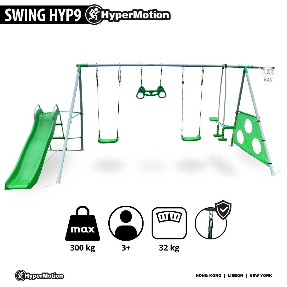 XXXL градинска площадка за деца с люлки, пързалка, гимнастически трапец, баскетболен кош и футболна врата