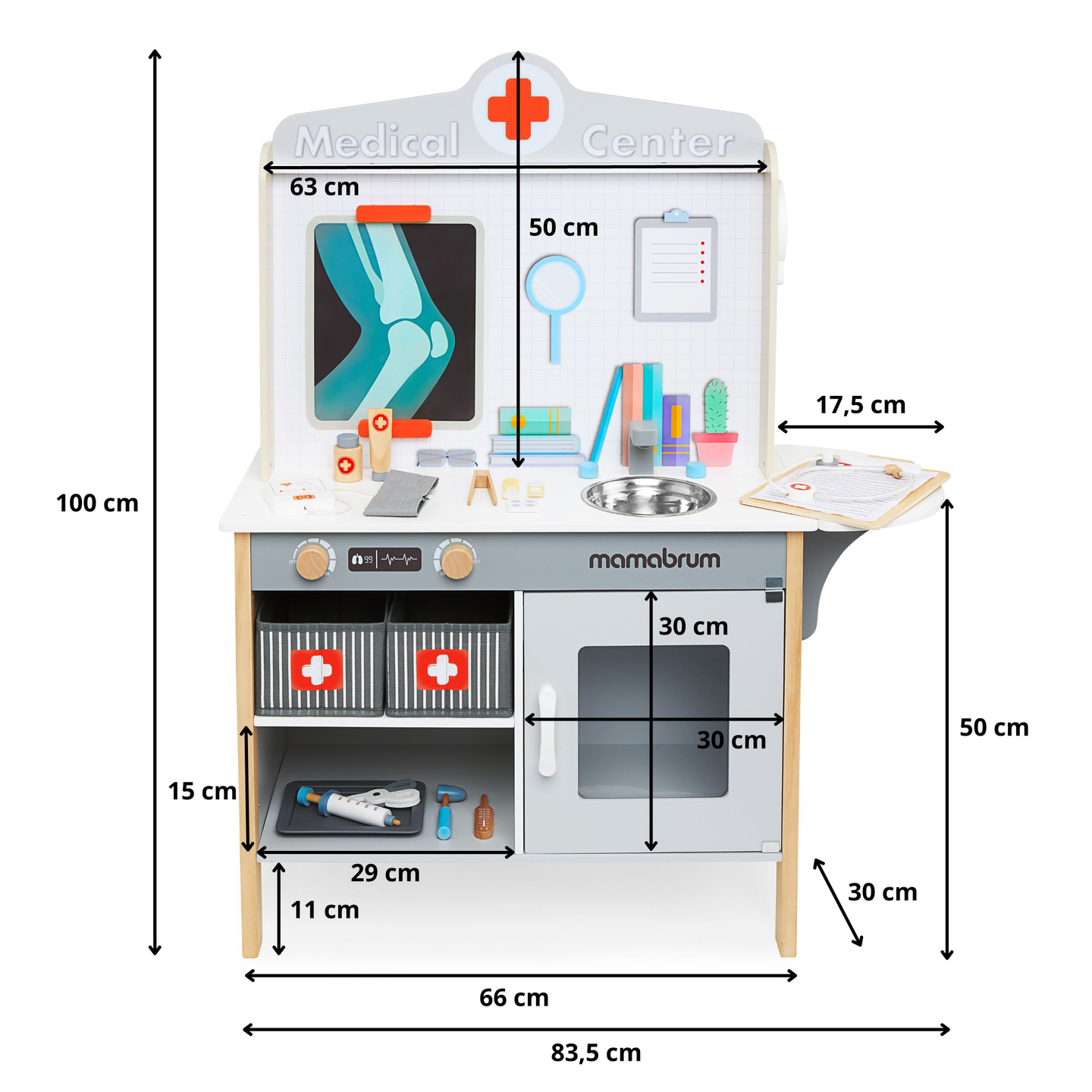 Дървена болница за лекарски кабинет XXL - лекарски комплект с аксесоари