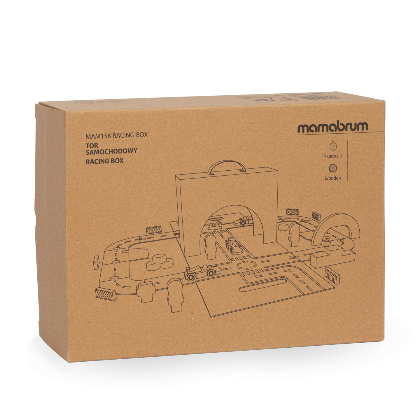 Магнитен куфар със състезателна писта, дървени превозни средства и пътни принадлежности