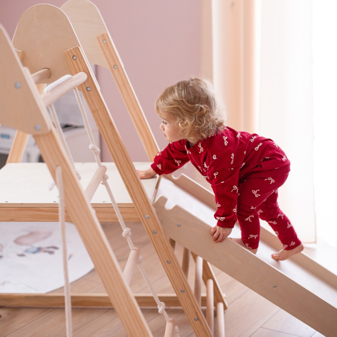 Дървена домашна детска площадка XL 5в1