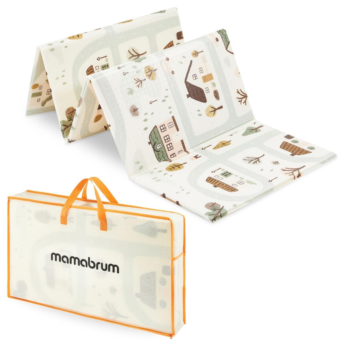 Двустранна сгъваема постелка от пяна 180 x 120 x 1cm - Charming Town/Sand Beige