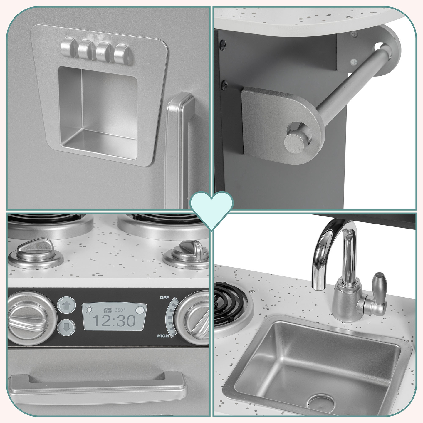 XXL дървена кухня с LED осветление, престилка и аксесоари