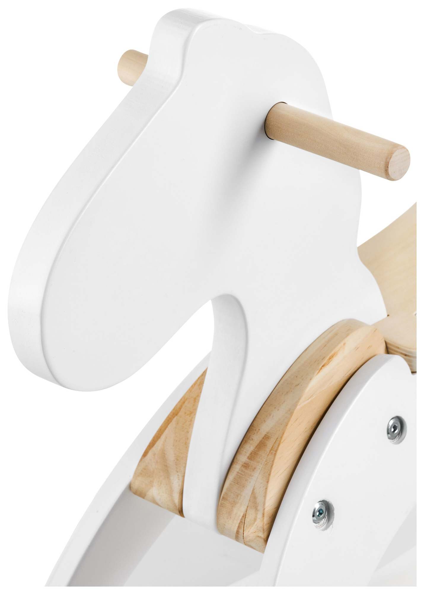 Дървено люлеещо се конче - бяло - от 12 месеца.