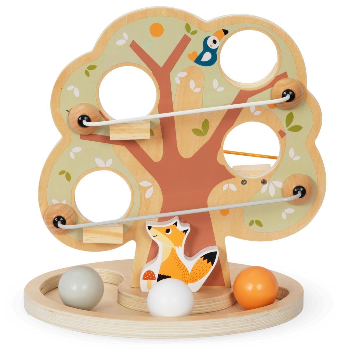 Дървена писта за пързаляне с топка - Зелено дърво