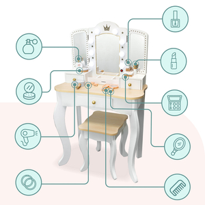 XXL дървена тоалетка със столче и LED осветление за деца + аксесоари