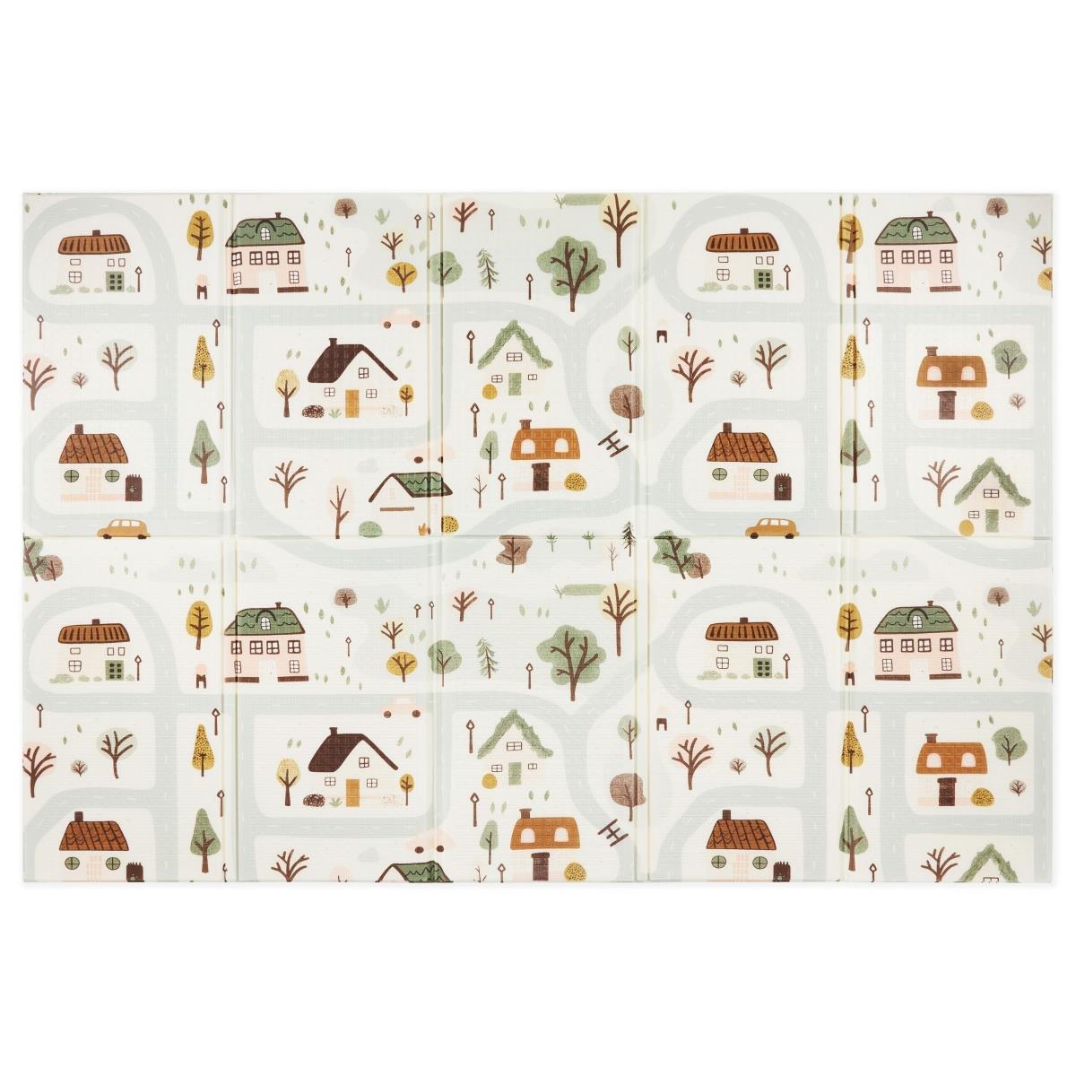 Двустранна сгъваема постелка от пяна 180 x 120 x 1cm - Charming Town/Sand Beige