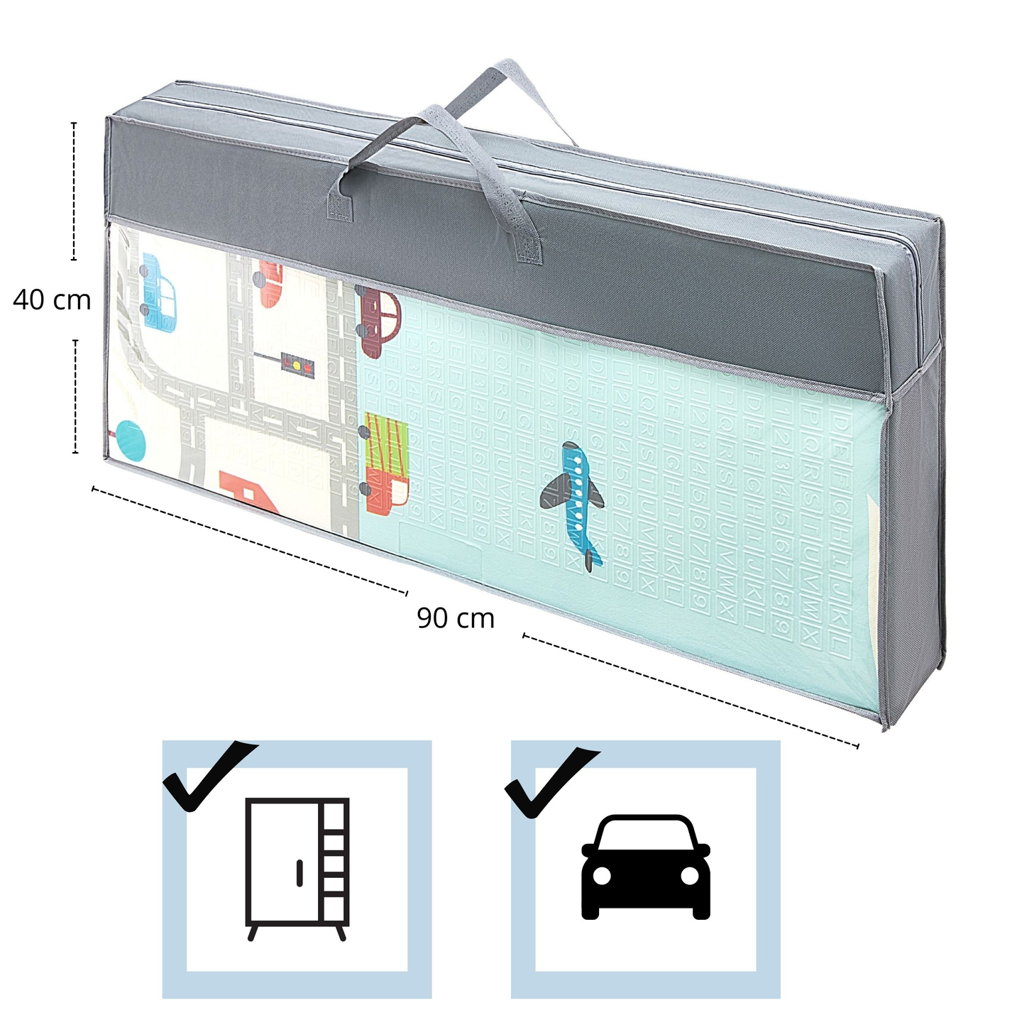 Двустранна подложка от пяна XXL - сгъваема 1 CM (планина и път)
