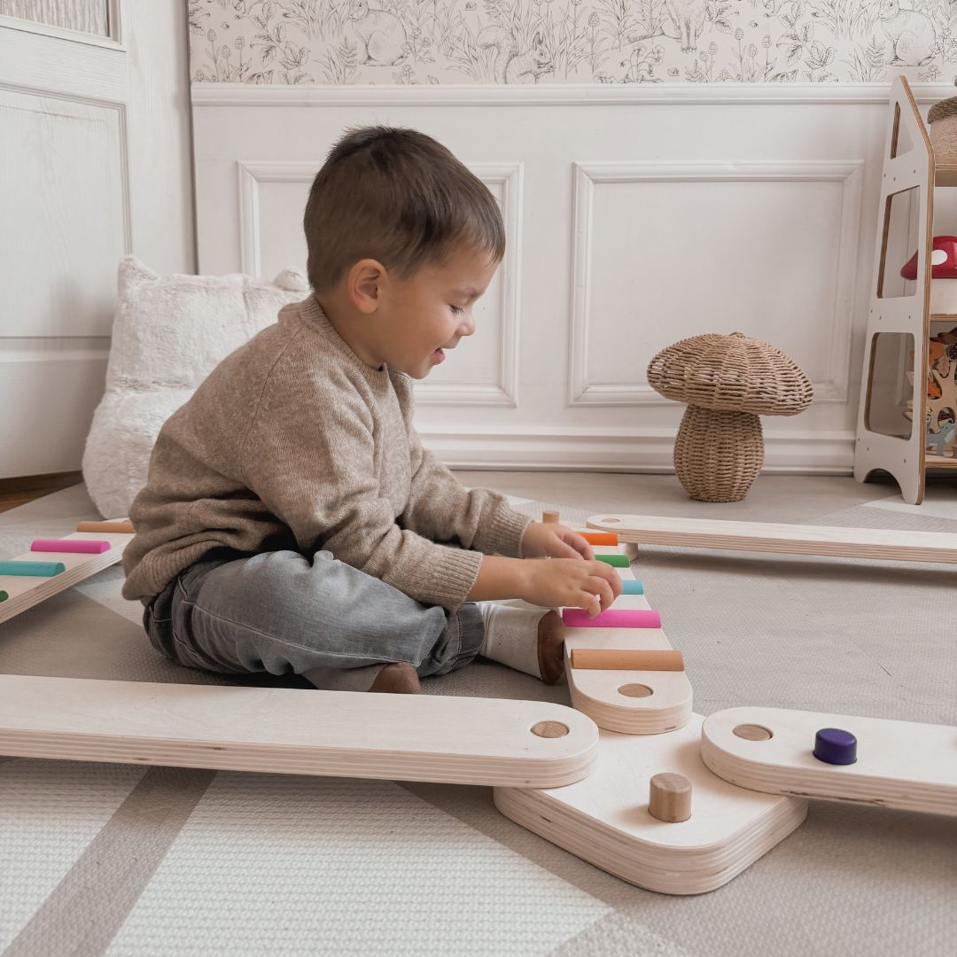 Дървена пътека за баланс - сензорна пътека - 14 елемента