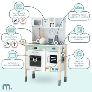 Интерактивна кухня с перална машина, съдомиялна машина и табло с тебешир