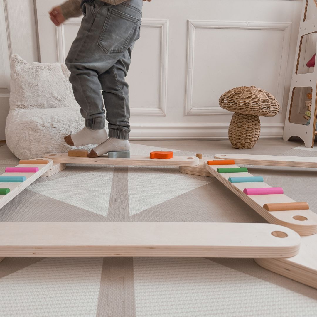 Дървена пътека за баланс - сензорна пътека - 14 елемента
