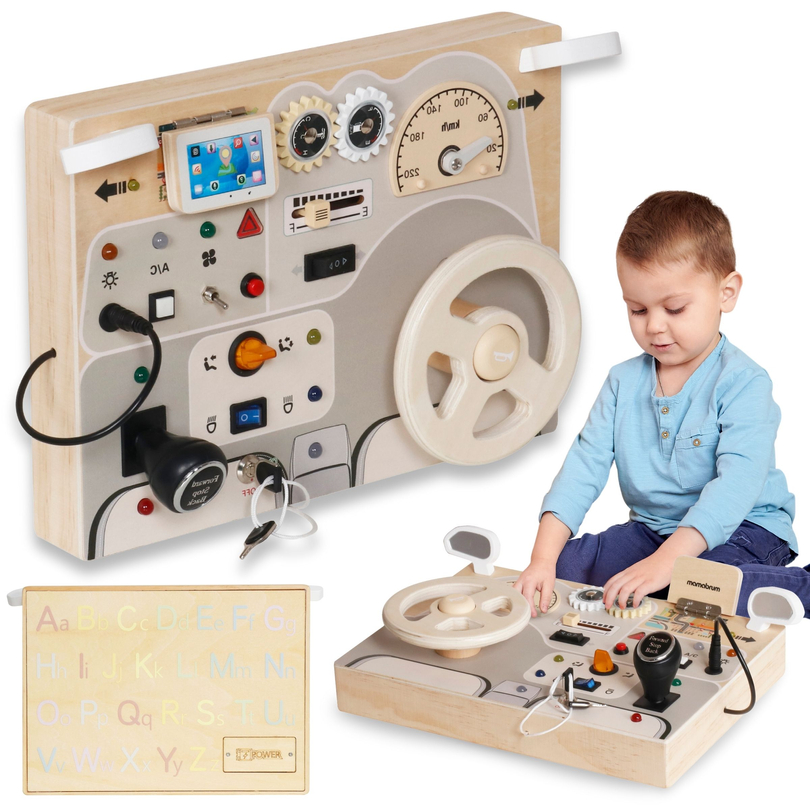 Монтесори дървена дъска за игра за малки деца - табло за кола