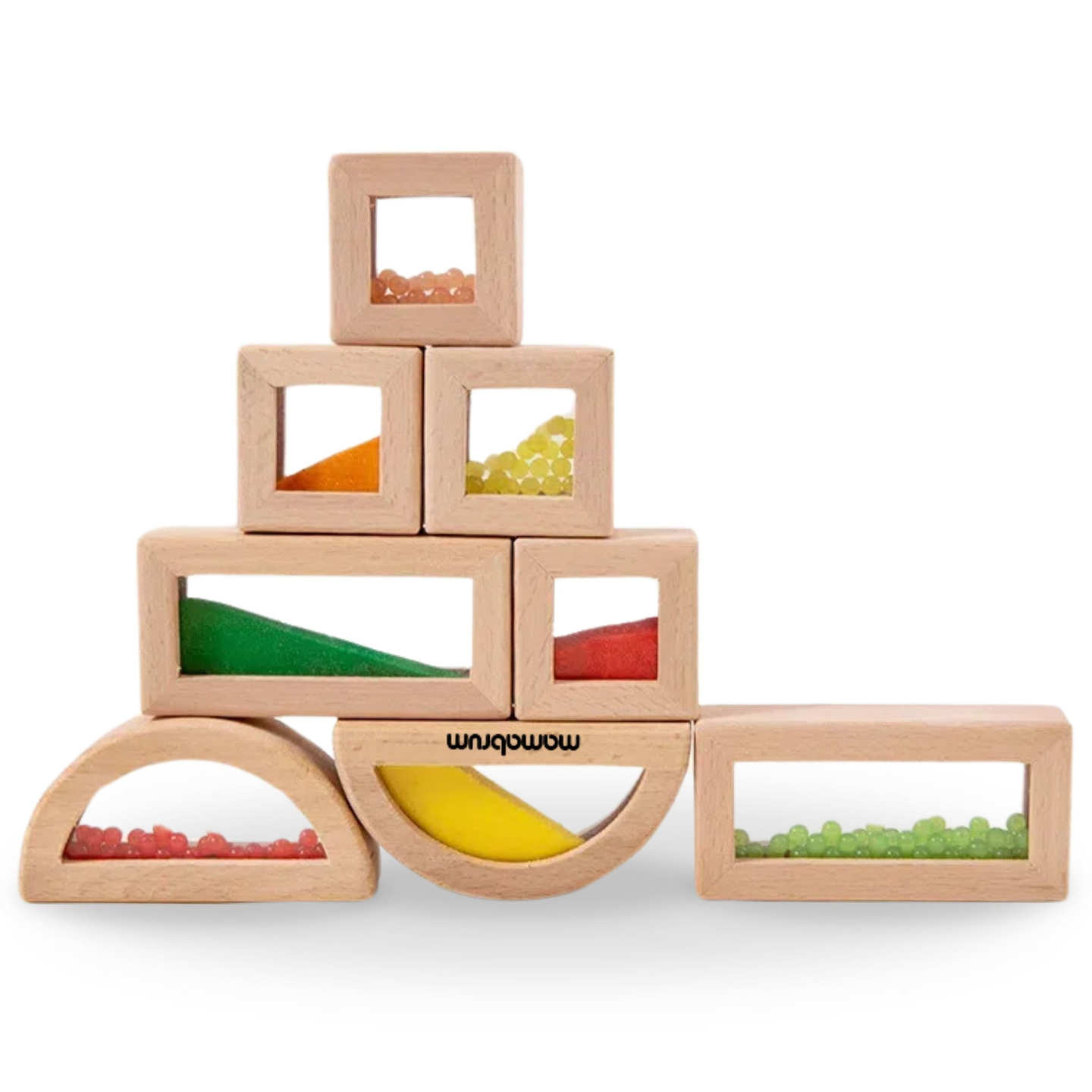 Комплект дървени сензорни блокчета с различни пълнежи - 15 части