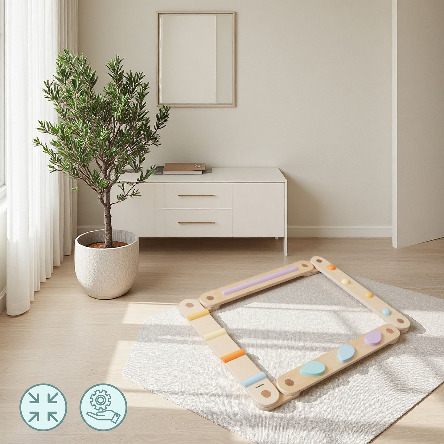 Голяма дървена сензорна пътека - пътека за баланс - 9 елемента