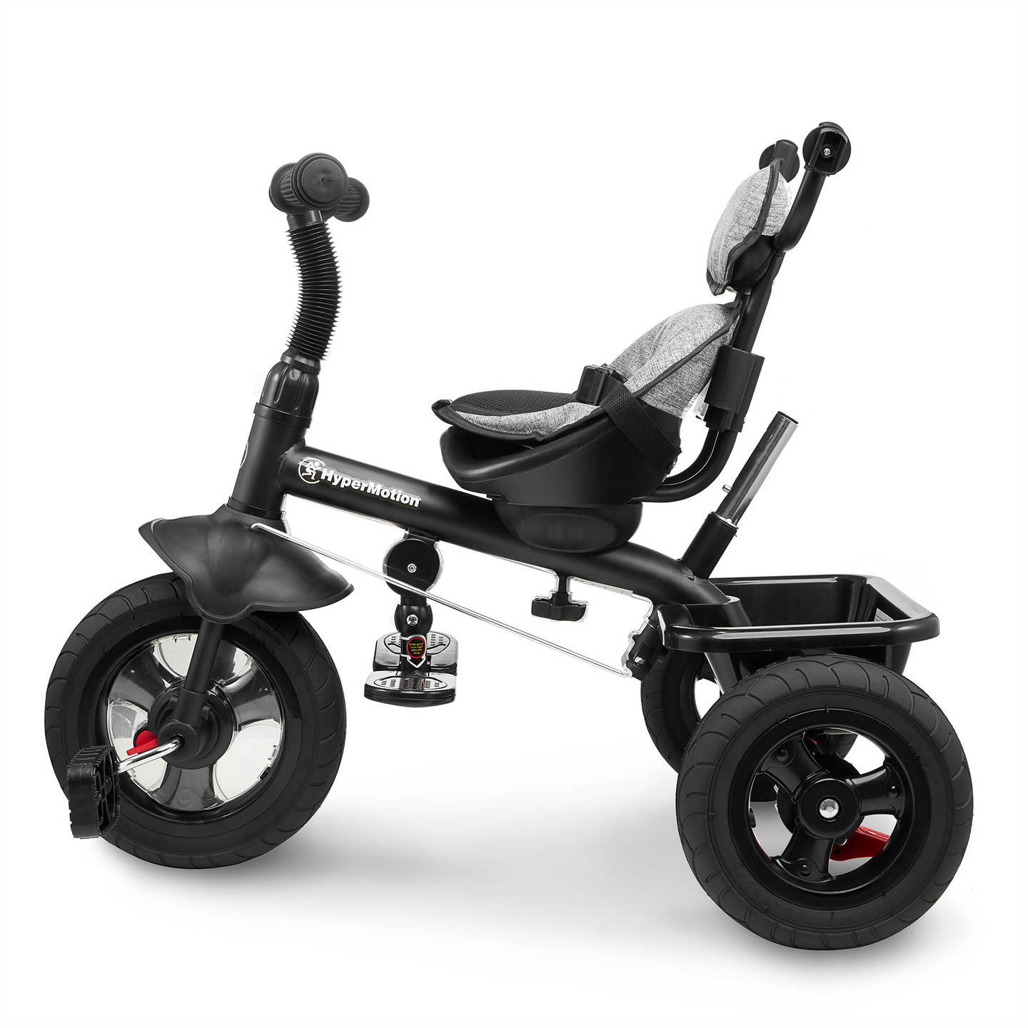 Триколка за деца от 1 до 4 години - TOBI FREY - сив цвят - въртяща се - помпени колела + бутало