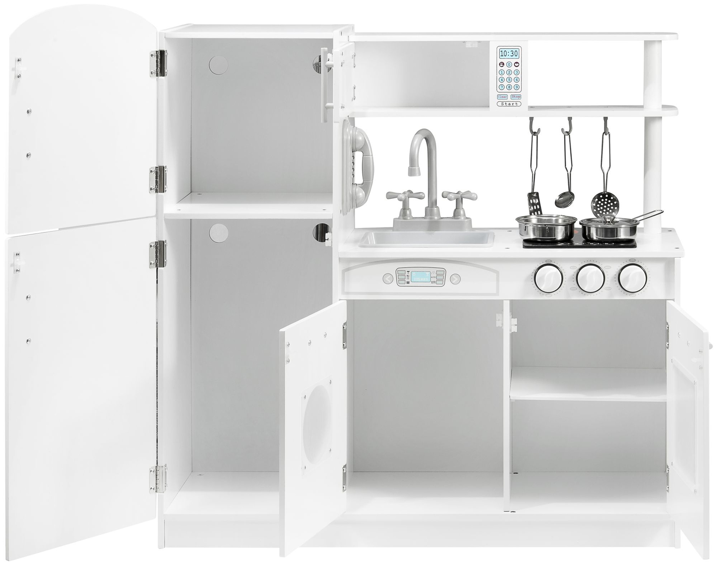 Големи дървени бели кухненски аксесоари и престилка