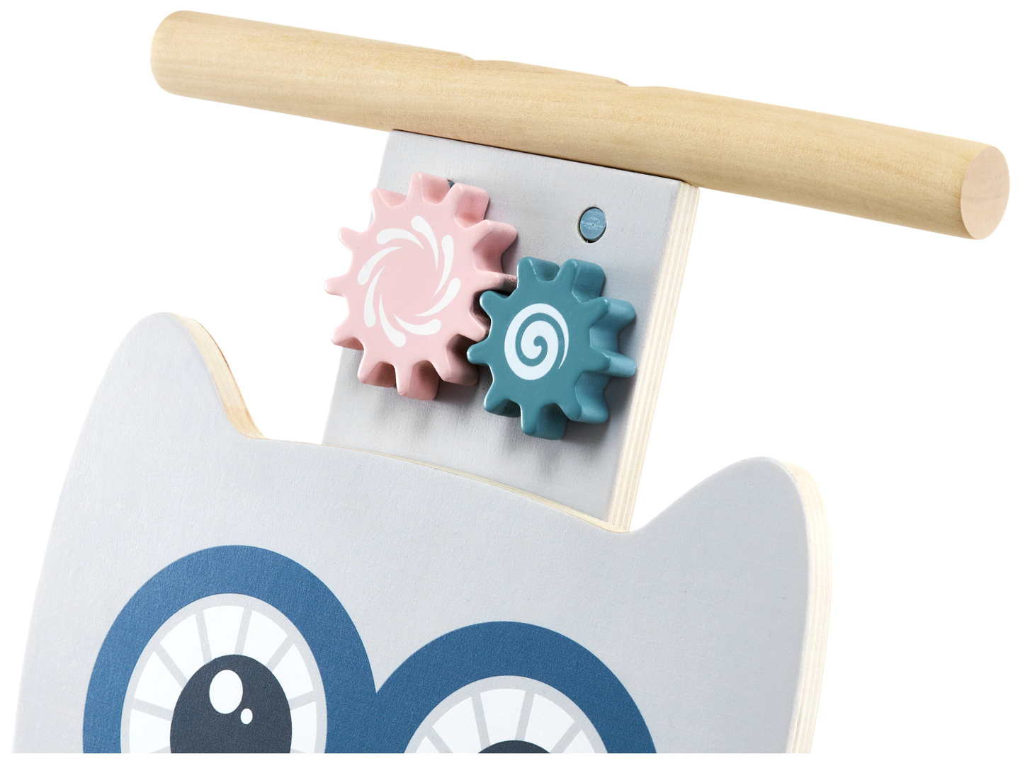 Дървена мултифункционална проходилка - буталка - количка с блокчета - Сова