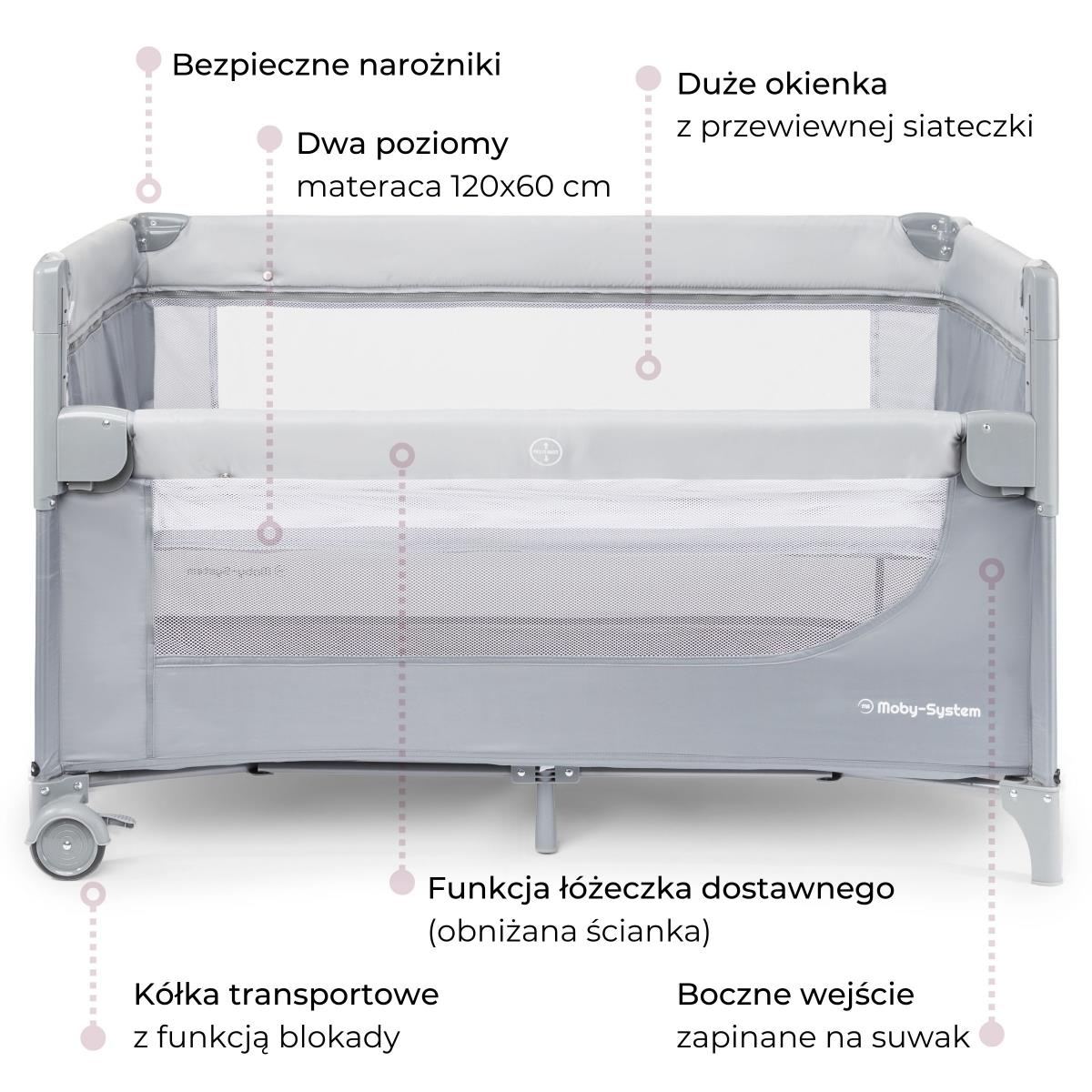 Детско креватче "3 в 1" с маса за повиване, матрак и чанта за носене