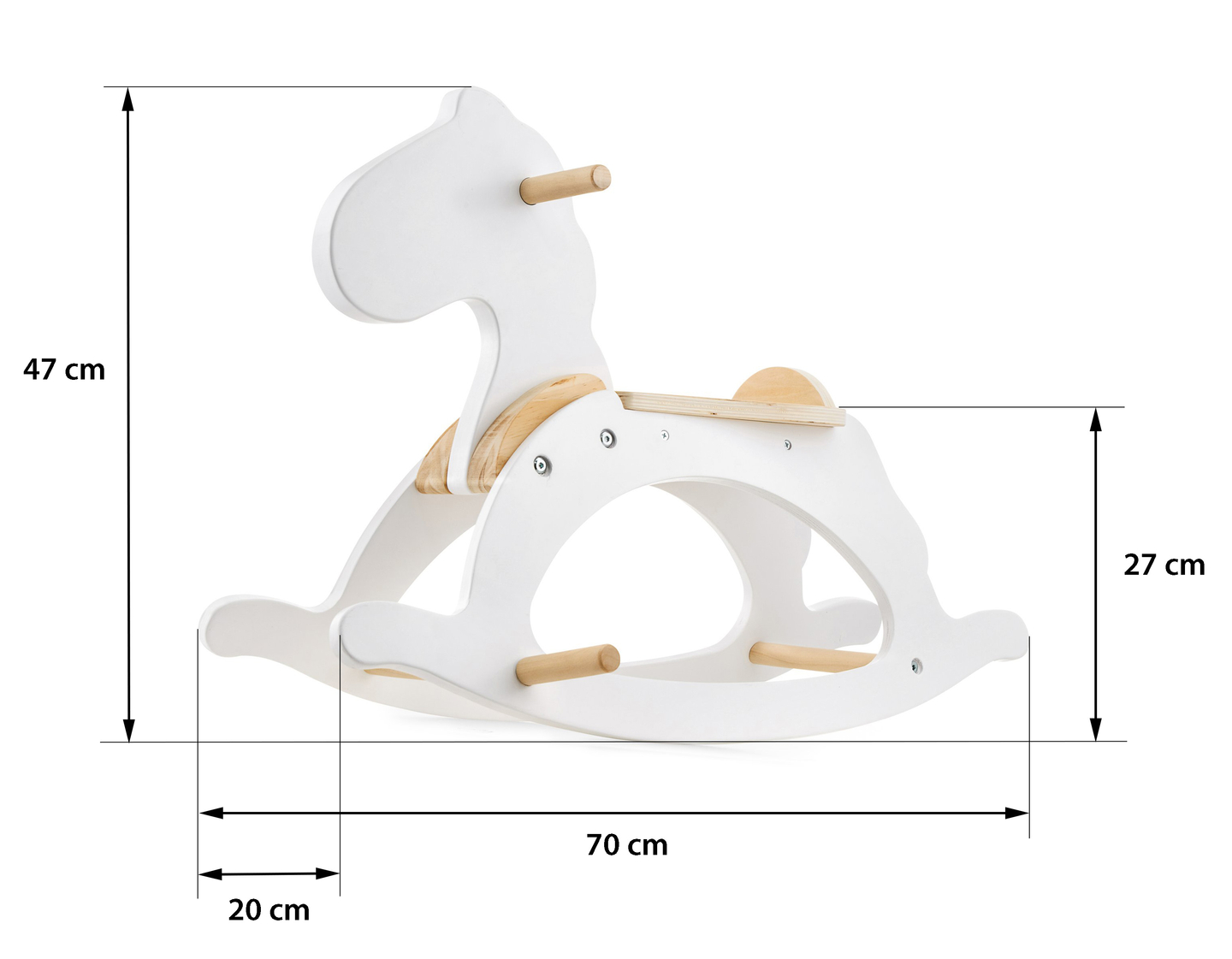Дървено люлеещо се конче - бяло - от 12 месеца.