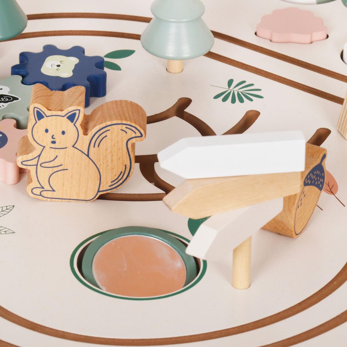 Образователна дървена маса 10в1 с животни и влакче