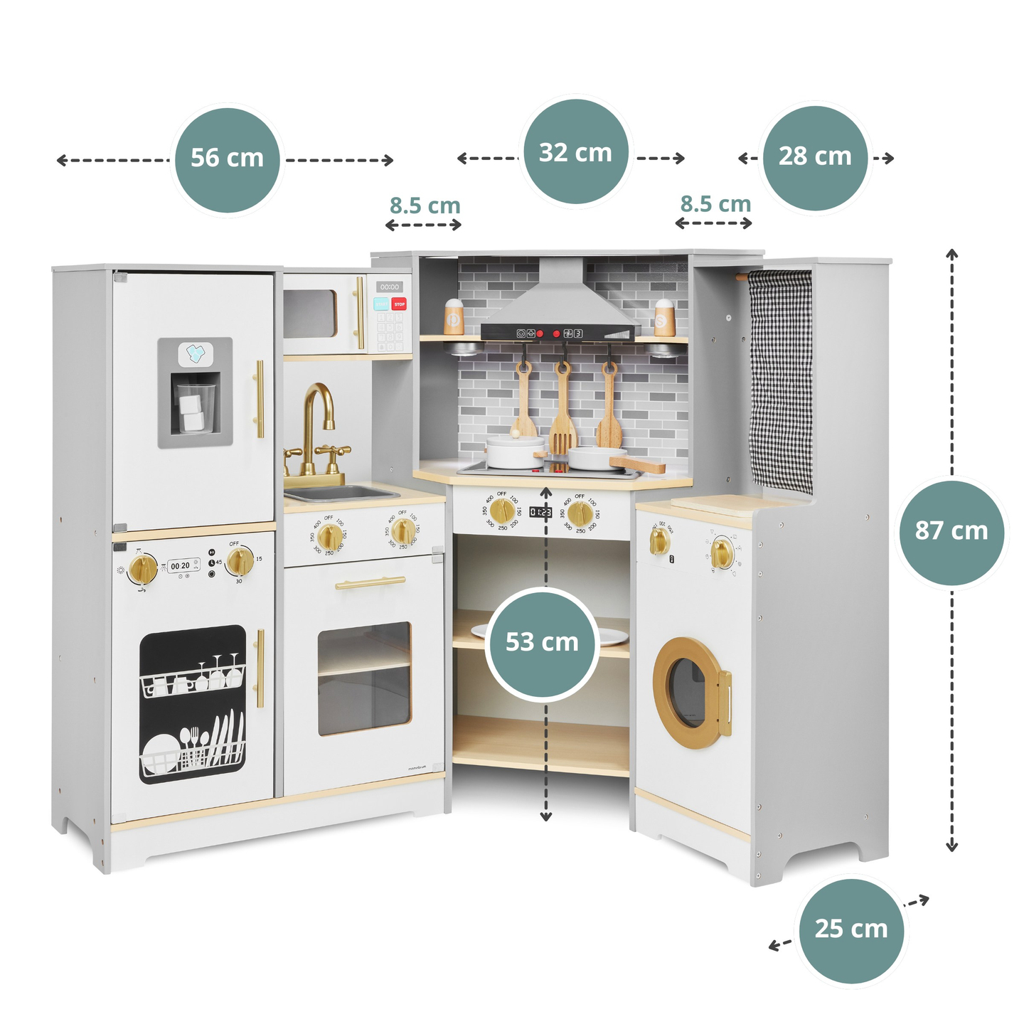 XXXL дървена интерактивна кухня с LED осветление, аспиратор и аксесоари