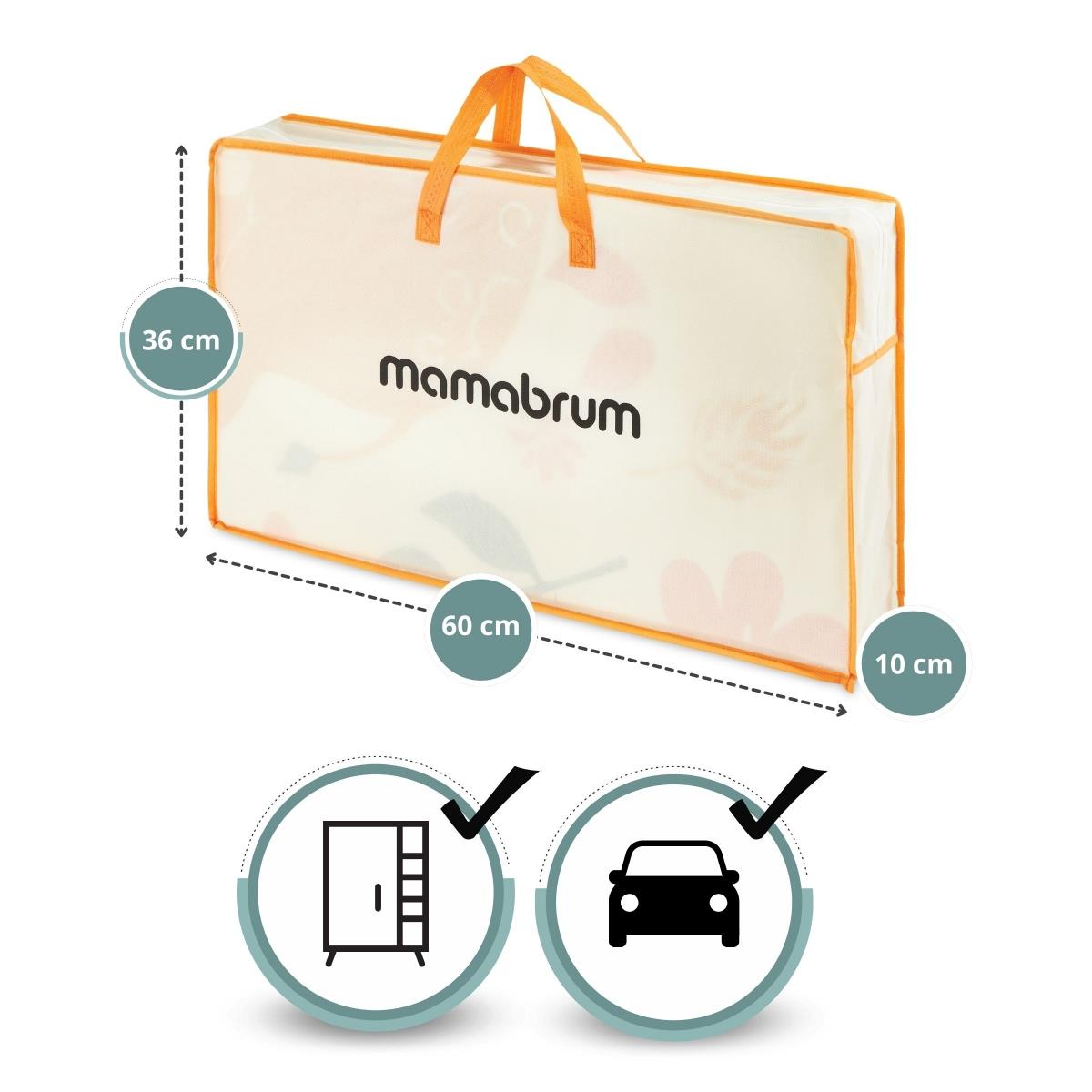 Двустранна сгъваема постелка от пяна 180 x 120 x 1cm - Екзотични слонове/нежно сиво