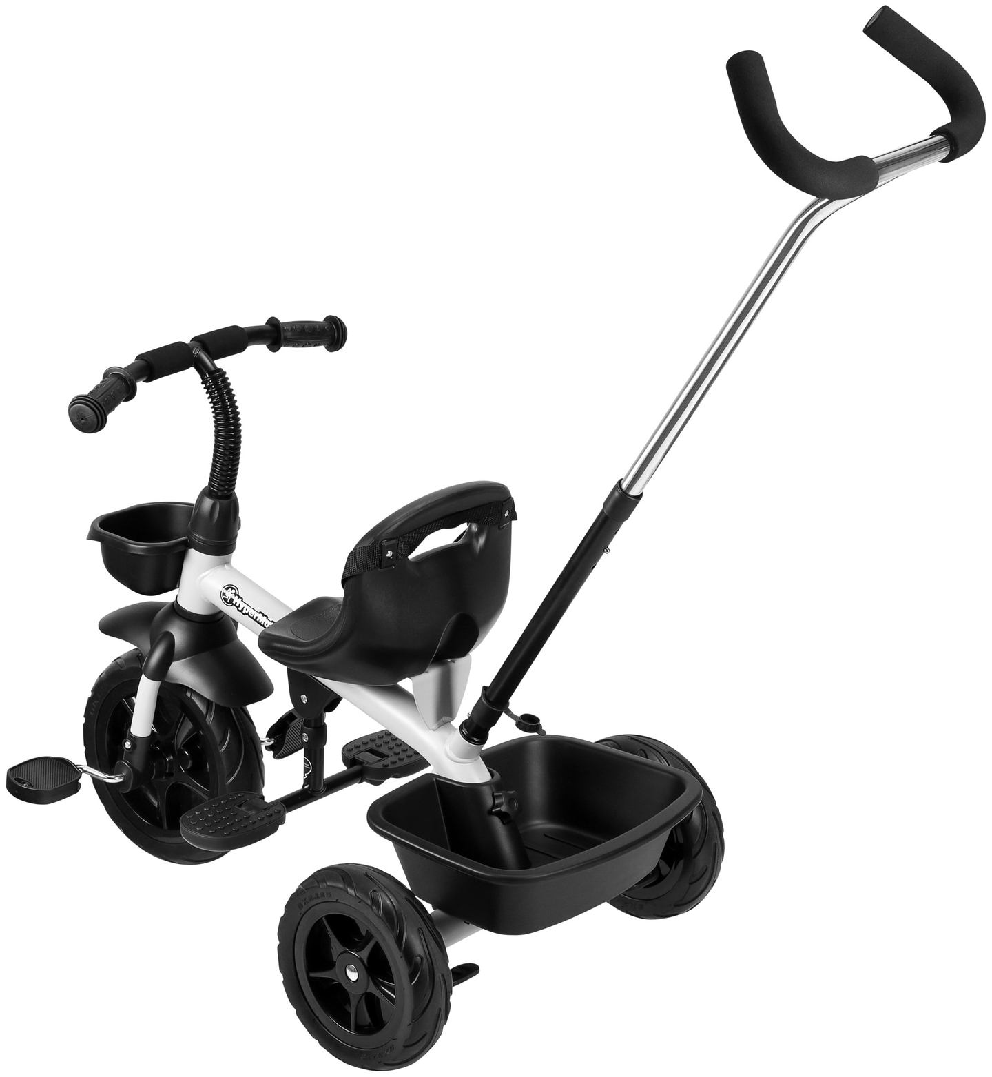 HyperMotion TOBI VECTOR триколка - вечни надуваеми колела + щанга за бутане. Цвят: светло сив.