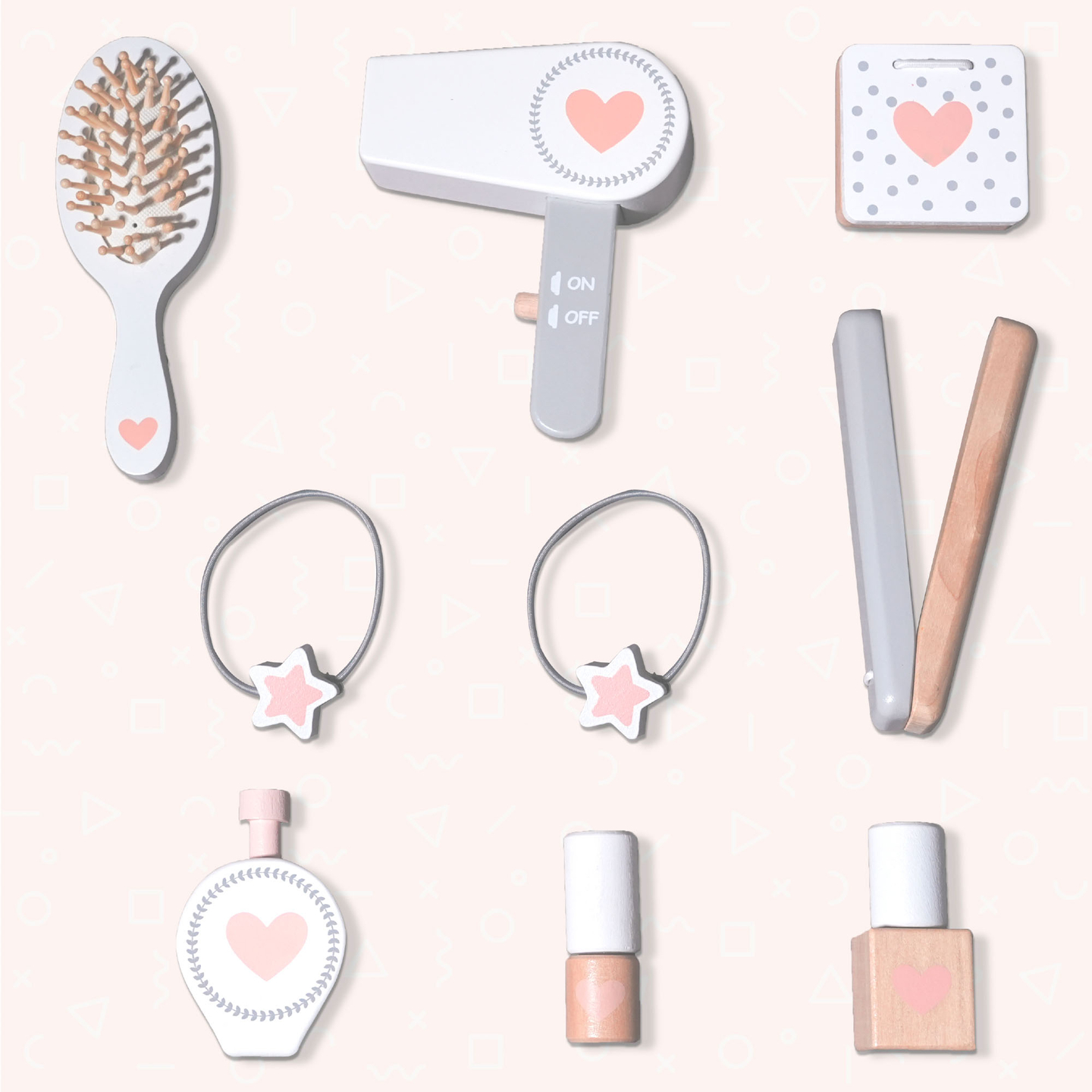 Дървена детска тоалетка със стол, аксесоари и LED осветление