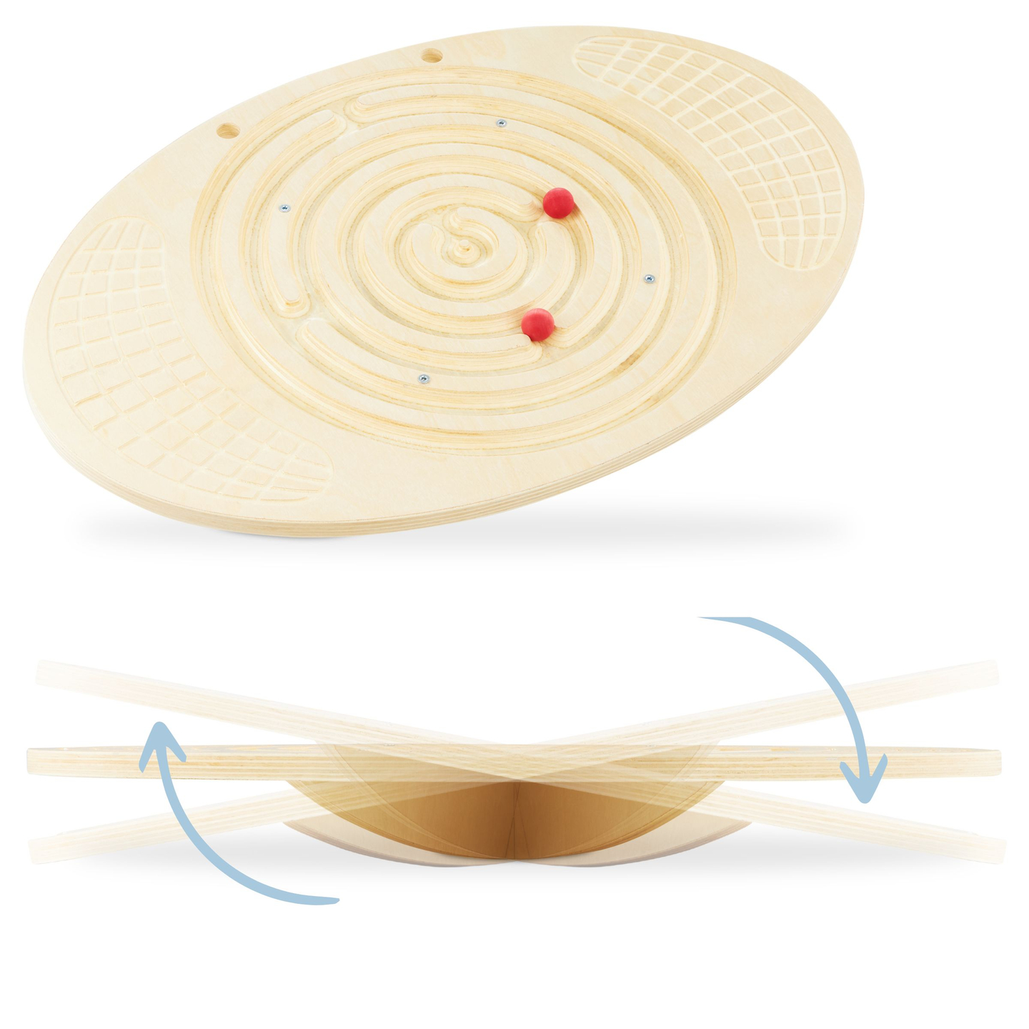 Дървена дъска за балансиране с лабиринт и топки - баланс рокер