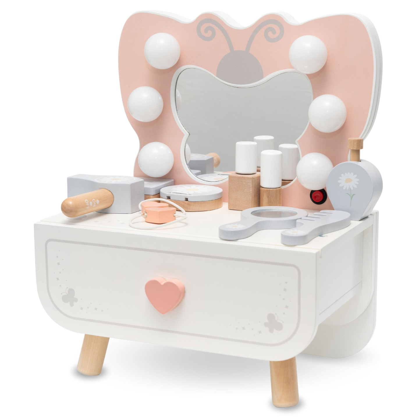 Дървена мини тоалетка с LED осветление - Butterfly