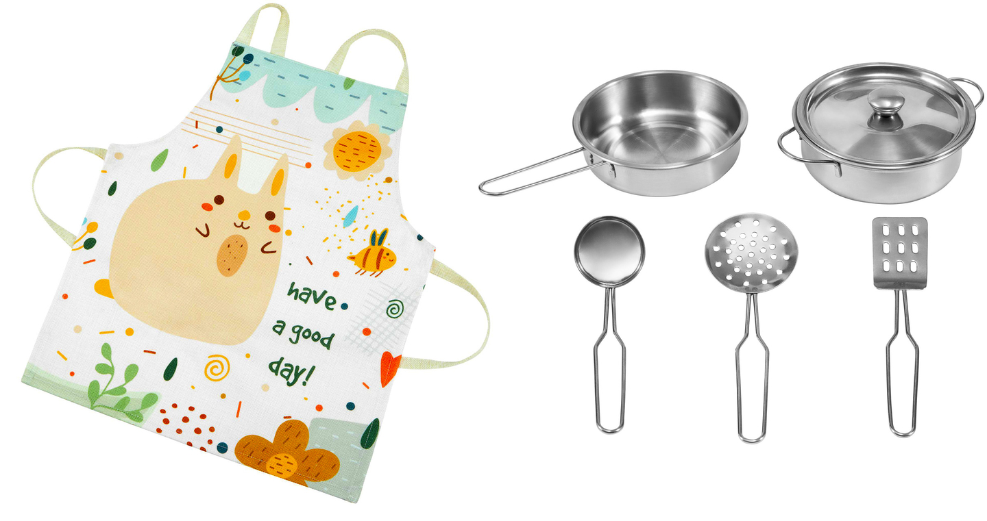 Ъглова дървена кухня XXXL с хладилник, фурна, пералня, престилка и аксесоари