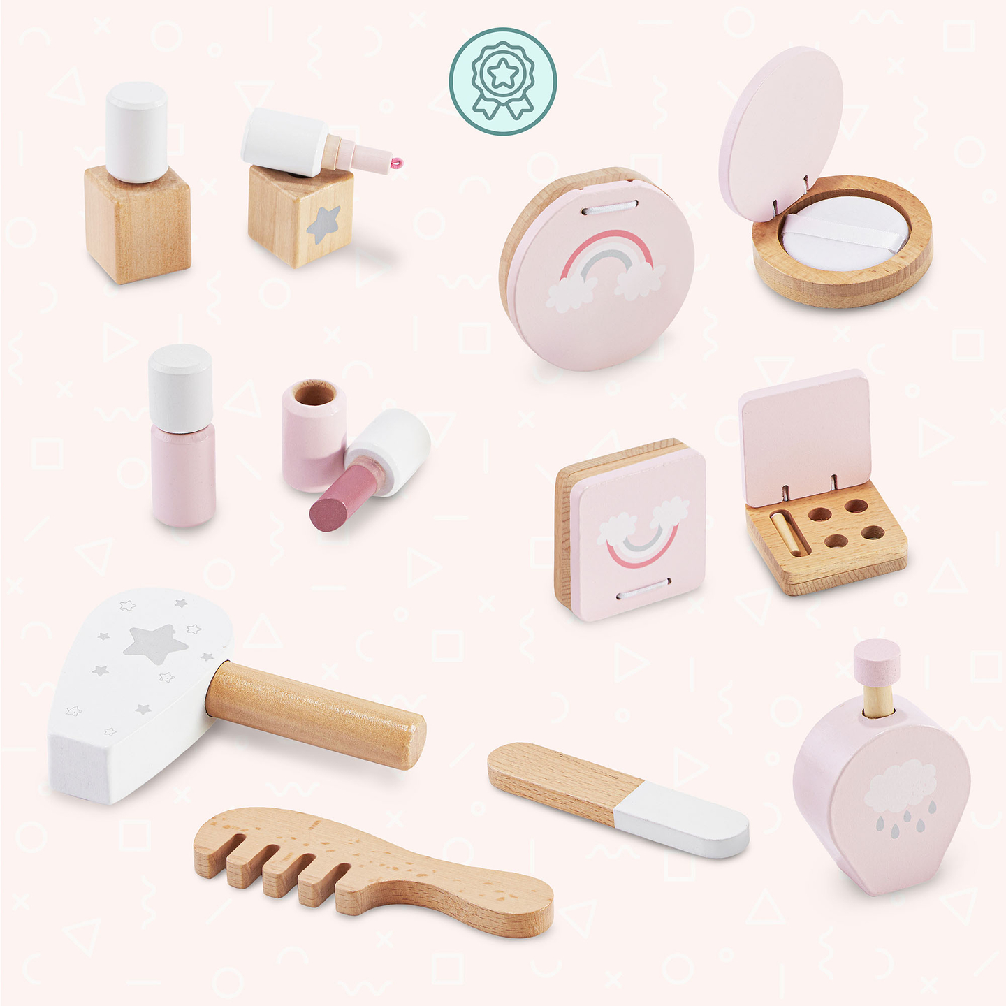 Дървена мини тоалетка за деца с аксесоари и LED осветление с плавно регулиране на яркостта