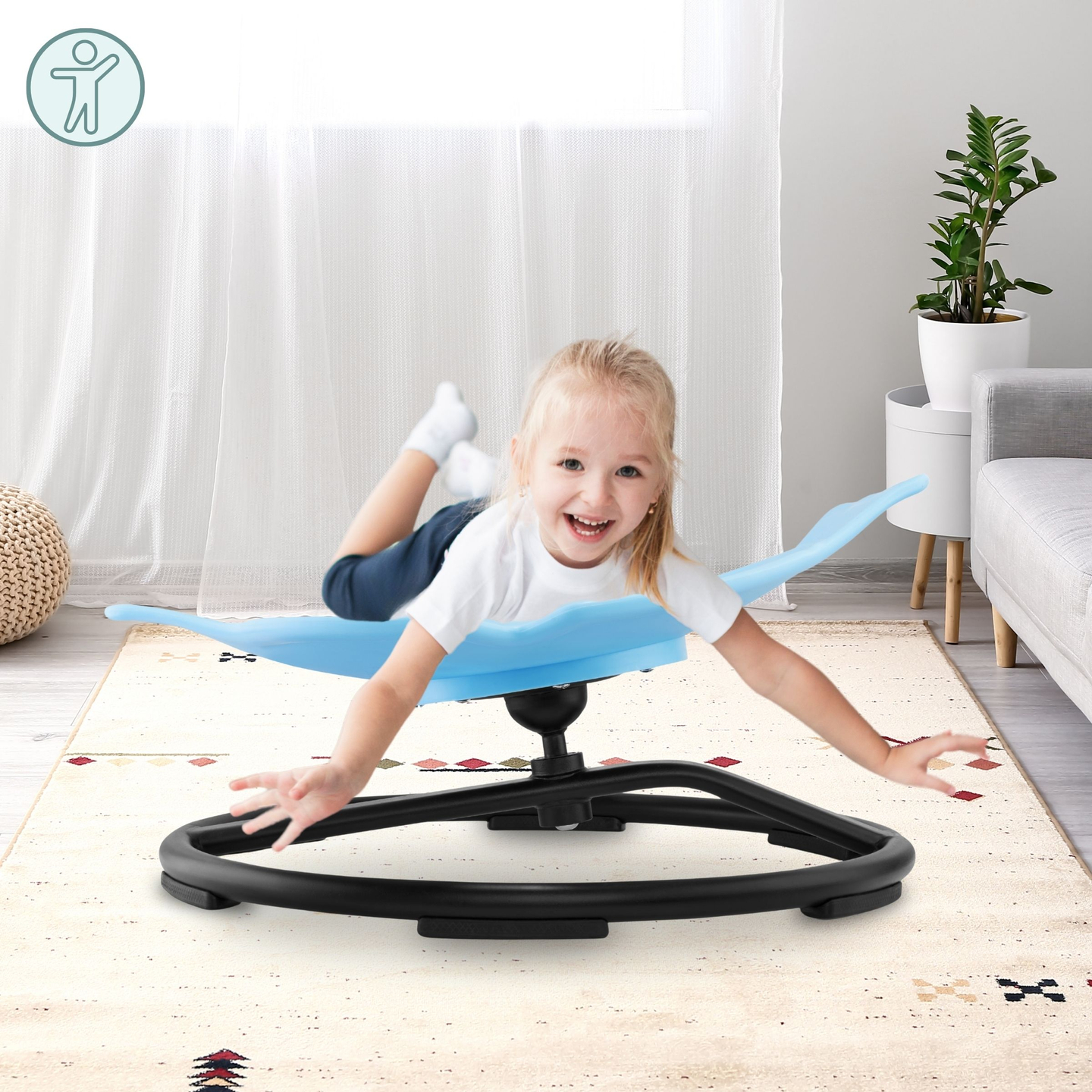 Мини въртележка за деца Рибка - синя