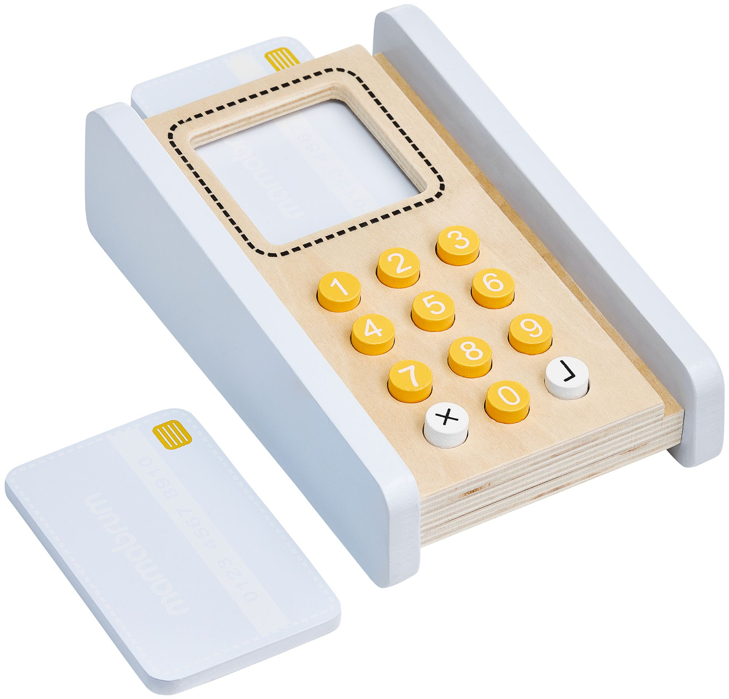 Магазин за зеленчуци - дървен щанд с щайги, касов апарат и терминал