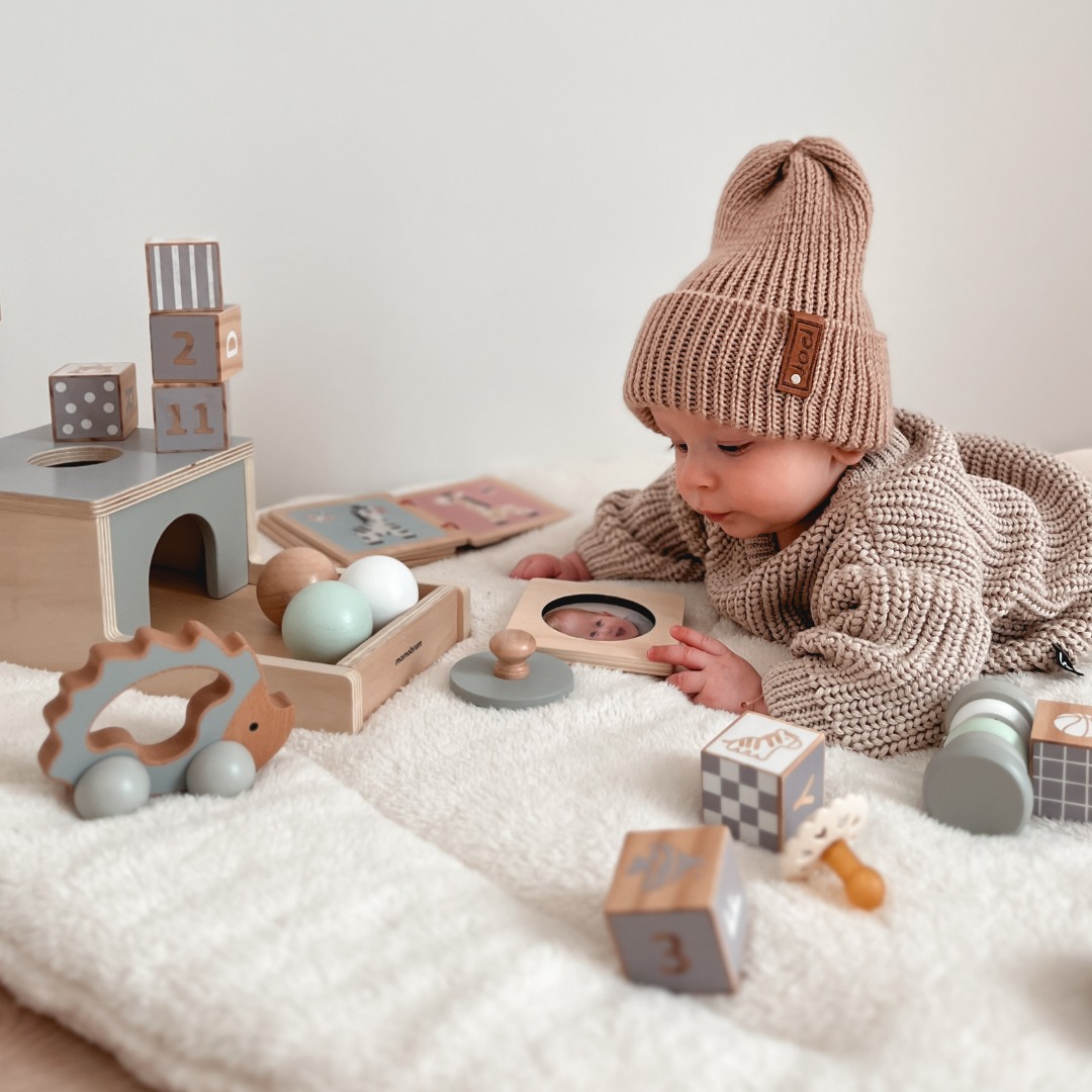 Образователна кутия Монтесори за бебета - 6 играчки
