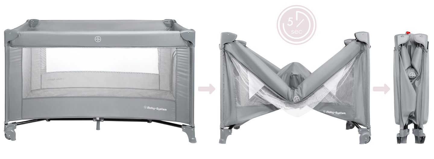 Детско креватче за пътуване Happy Traveller BASIC - сиво