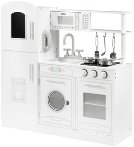 Големи дървени бели кухненски аксесоари и престилка