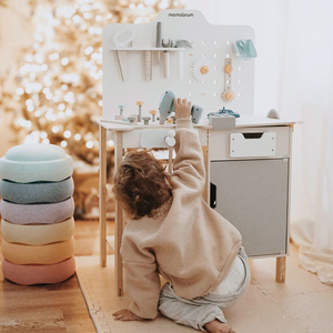 XXL Голяма дървена работилница с инструменти - комплект "Направи си сам", 74 елемента