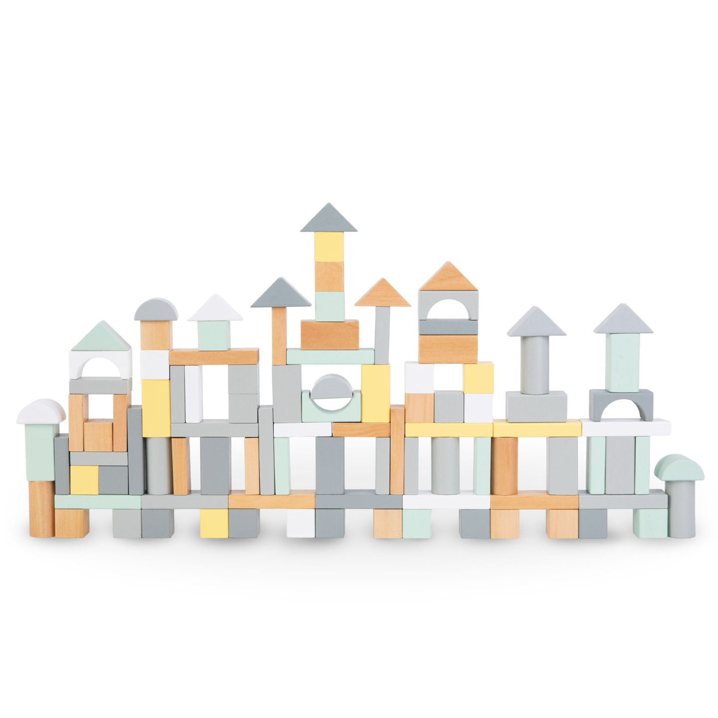 Пастелни дървени блокчета - комплект от 100 XL парчета
